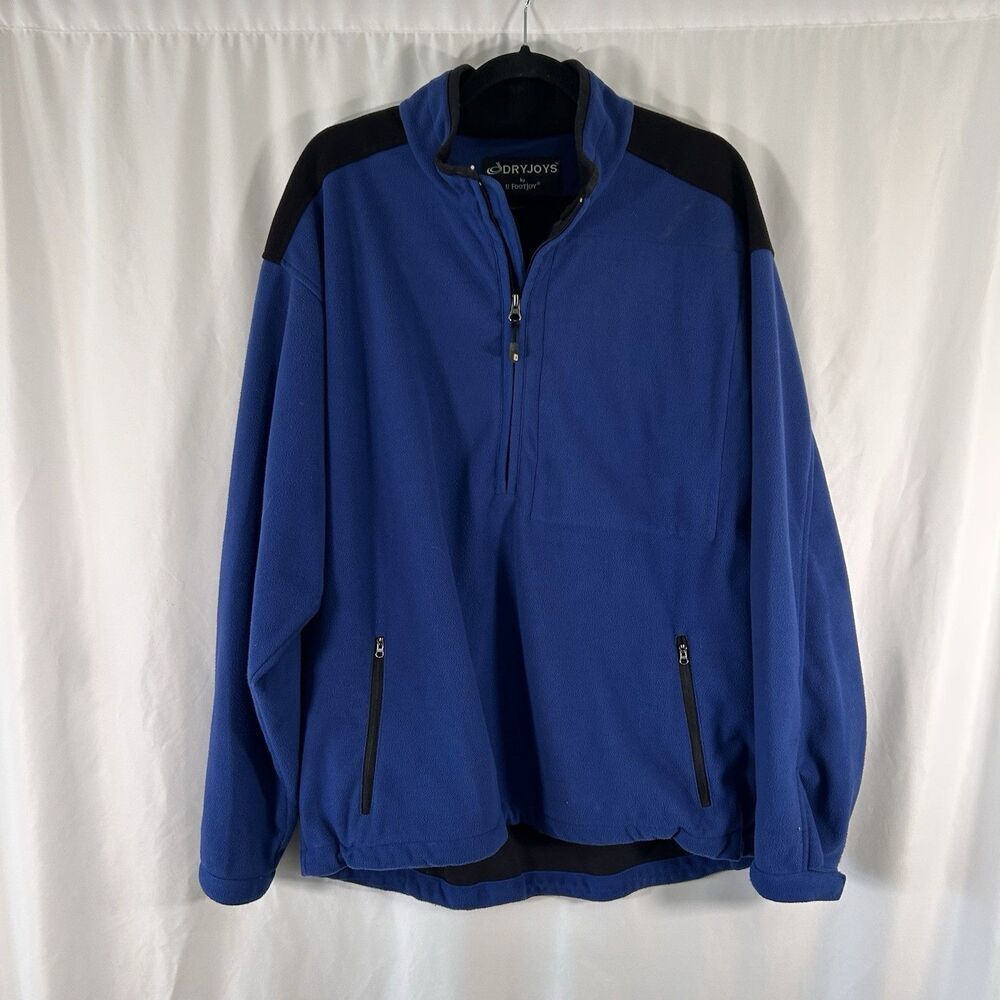 Dryjoys by Footjoy Jacket Men's Large Blue 1/2 Zip Fleece Zip Pockets